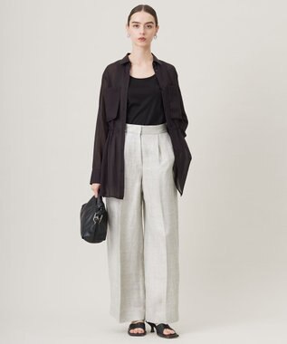 ICB 【日本製】トリアセリネンシャイニーツイル ワイドパンツ ライトグレー系