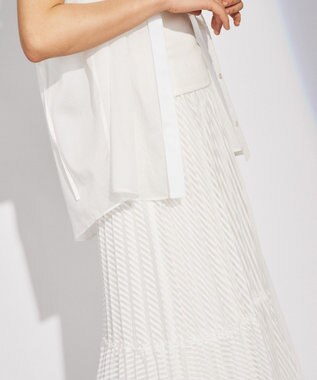 GRACE CONTINENTAL ストライプチュールスカート ホワイト