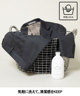 GOTAIRIKU 新柄/セットアップ対応【洗える/ストレッチ/シワになりにくい】ウォッシャブルジャージー セットアップジャケット_柄（25年モデル） ブラック×無地柄