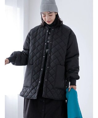 Green Parks 撥水加工　中綿キルトミドル丈コート Black