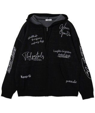 WEGO 【ユニセックス着用ITEM】ジャガードロゴジップパーカー ブラック