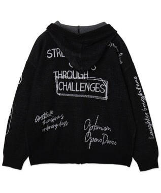 WEGO 【ユニセックス着用ITEM】ジャガードロゴジップパーカー ブラック