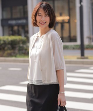 J.PRESS LADIES 【冷房対策に】シアードライトリコット クルーネック カーディガン