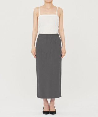 uncrave 【手洗い可】スムース ニット リブ スカート（uncrave STANDARD） スレート