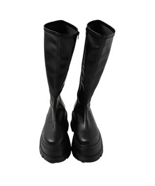 WEGO 厚底ボリュームロングブーツ ブラック