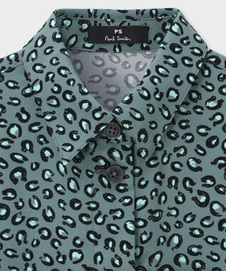 Paul Smith Horseshoe Leopard プリント ブラウス グレイッシュブルー