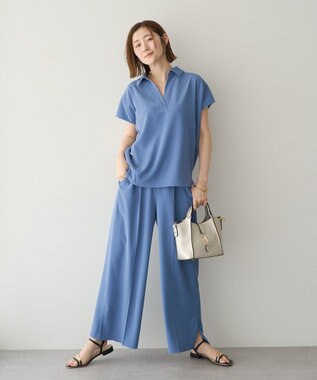 YECCA VECCA 【接触冷感】COOLスリットワイドパンツ Blue