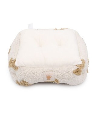 PET PARADISE ペットパラダイス くまちゃん織り 遠赤外線  四角 カドラー  Ｓ ホワイト×ブラウン