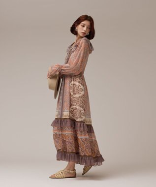 GRACE CONTINENTAL ペイズリープリントドレス オレンジ