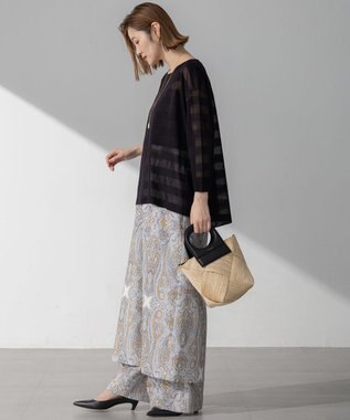 23区 【洗える】Rattiドローイングペイズリープリント スカート ベージュプリント