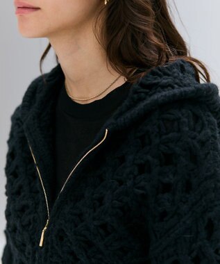 BEIGE， KOKOMO / ウールアルパカメッシュニットパーカー Black