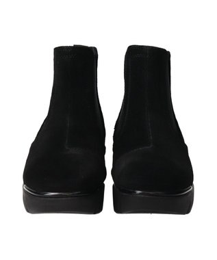 INTER-CHAUSSURES 【BUSSOLA】晴雨兼用サイドゴアレザーショートブーツ ブラックスウェード