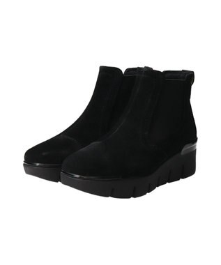 INTER-CHAUSSURES 【BUSSOLA】晴雨兼用サイドゴアレザーショートブーツ ブラックスウェード