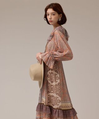 GRACE CONTINENTAL ペイズリープリントドレス オレンジ