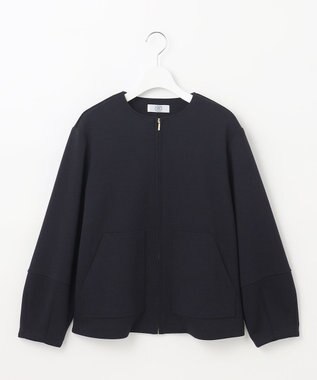 J.PRESS LADIES 【洗える】ダンボールジャージー ブルゾン ネイビー系