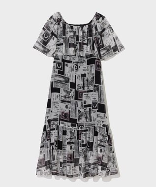 GRACE CONTINENTAL シフォンプリントドレス ブラック