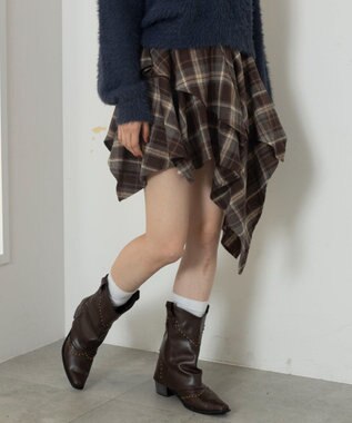 WEGO アシンメトリーチェックミニスカパン