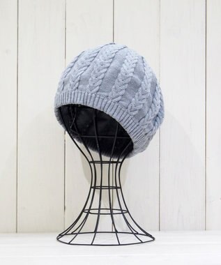 石田製帽 オーガニックコットン アラン編みベレー ブルーグレー