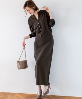 23区 S 【洗える/吊り干しOK】ヴィスコースストレッチ タイトスカート ブラウン系