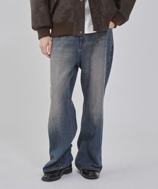 WEGO 【ユニセックス着用ITEM/ウエスト調整可】フレアデニムパンツ デニム中濃加工色