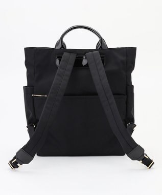 LA BAGAGERIE ツイルナイロン×エナメル リュックサック ブラック