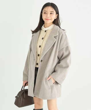 earth music&ecology オーバーテーラードジャケット　シャギー Gray Beige