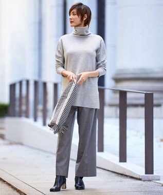 ICB 【洗える】 TWブロード ワイドストレートパンツ ライトグレー系