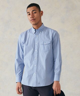  ポプリンストライプシャツ/B.D