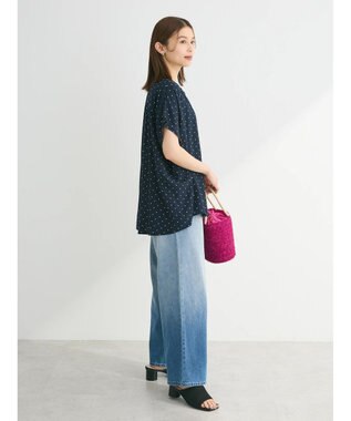 Green Parks アソート柄さらっとレーヨンブラウス Dot Navy