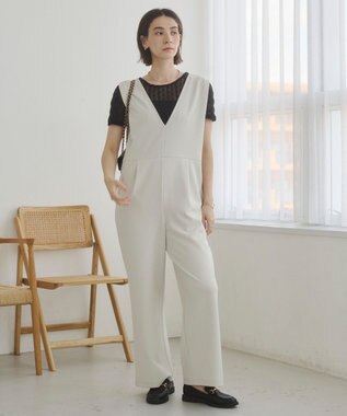 WEGO 【ANGIE VINTAGE】Vネックオールインワン ホワイトアイボリー