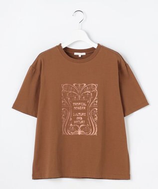 自由区 L アートグラフィック Tシャツ テラコッタブラウン
