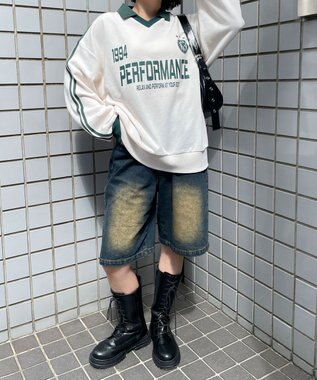 WEGO ゲームグラフィックビッグスウェット ホワイトアイボリー