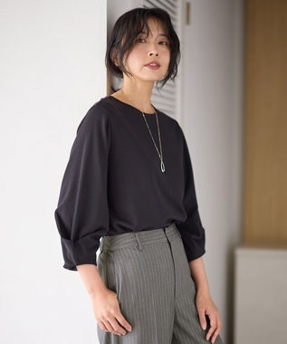 ANY L 【洗濯機可】袖タックプルオーバー ブラック