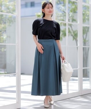 ANY SIS S 【撥水・汗ジミ防止・UVケア・洗える】スーピマスムース 袖タック Tシャツ ブラック