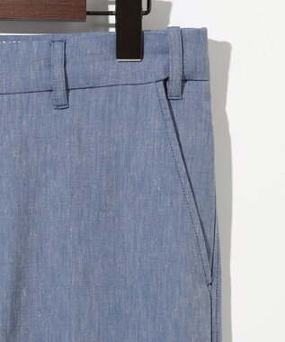 JOSEPH ABBOUD 【キングサイズ・ウエストも伸びる/清涼/ストレッチ】ストレッチリネンシャンブレーパンツ サックスブルー系