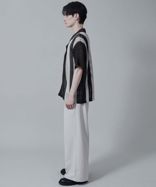 WEGO マルチストライプニットシャツ（S） ダークグレー