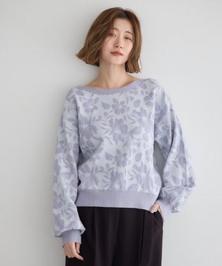 YECCA VECCA フラワー柄フクレジャガードニット