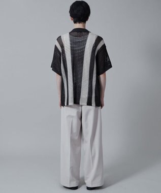 WEGO マルチストライプニットシャツ（S） ダークグレー