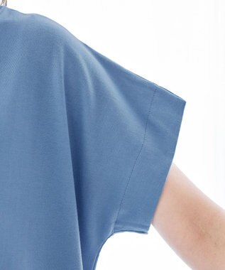 Tiaclasse 【洗える】裏毛プリーツコンビワンピース ブルー×オフ