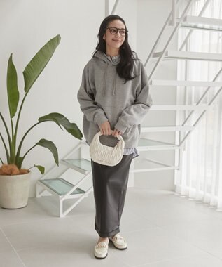 WEGO 【ユニセックス着用ITEM/裏起毛】リラックスフィットスウェットプルパーカー 杢グレー