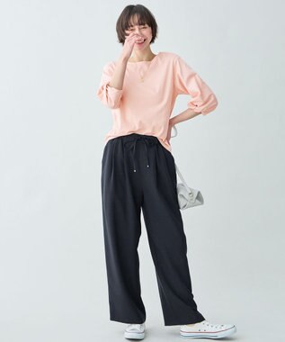 ANY 【WEB限定】シルケットスムースツイストスリーブカットソー ピンク