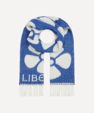 LIBERTY. アイアンシ 35x190 ウールモヘア スカーフ ブルー
