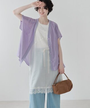 Green Parks フレンチスリーブリブドッキングシャツ Purple