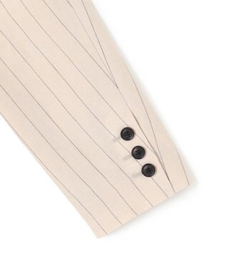 BEIGE， ERYTH / リネンストライプダブルジャケット Flax × Bordeaux