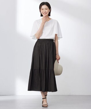 J.PRESS LADIES 【洗える・接触冷感】プレーティングジャージー ケープ風 カットソー ホワイト系