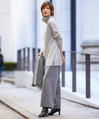 ICB 【洗える】 TWブロード ワイドストレートパンツ ライトグレー系