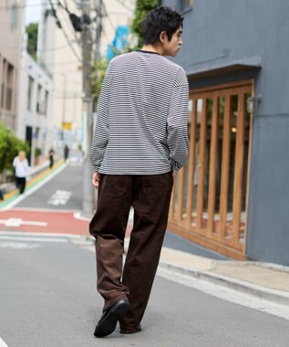 WEGO 【ユニセックス着用ITEM/ウエストゴム/SMLサイズ展開】コーデュロイイージーストレートパンツ ダークブラウン