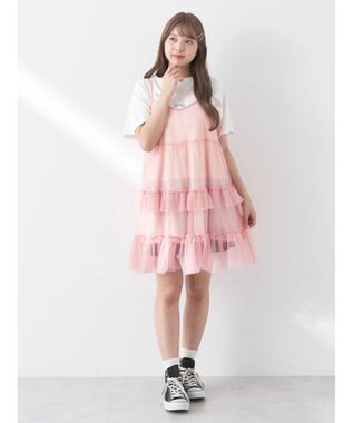 earth music&ecology チュールミニキャミワンピース Pink