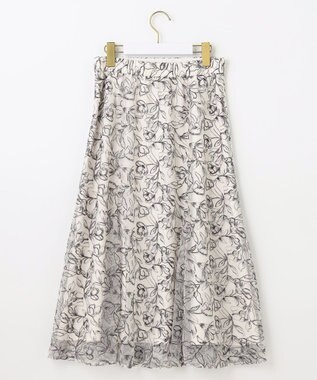 ANY SIS 【洗える】ラインフラワーエンブロイダリー スカート アイボリー系