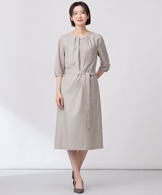 J.PRESS LADIES L 【洗える・UV加工・吸水速乾】OXIJEWELストレッチ ワンピース ベージュ系
